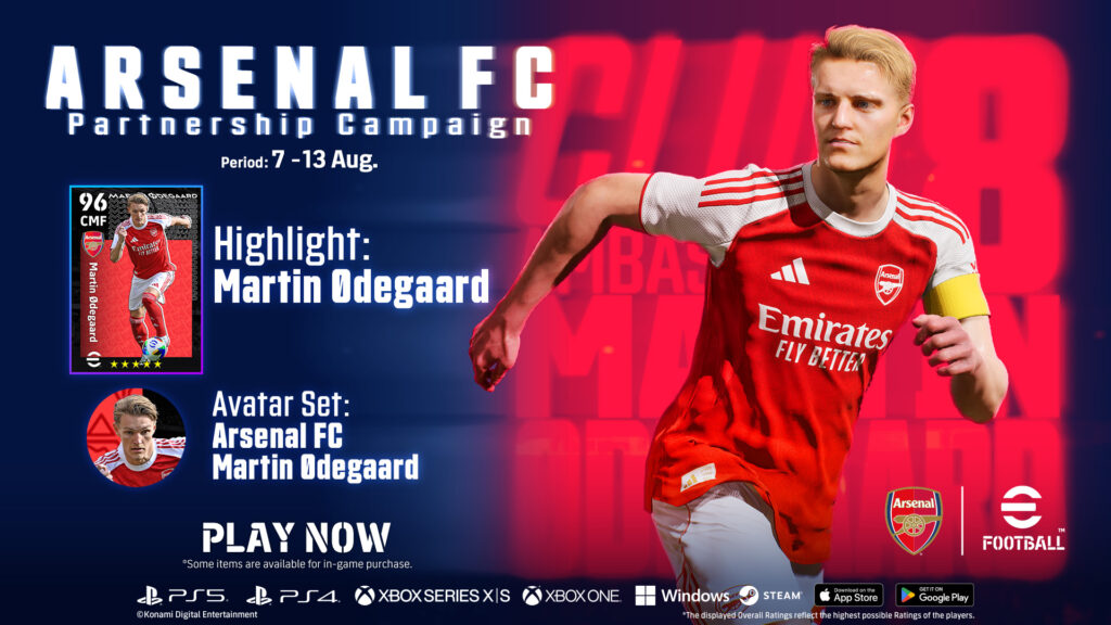 KONAMI และ ARSENAL ประกาศขยายความร่วมมือระยะยาว รวมถึงการเฉลิมฉลองในเกม eFootball